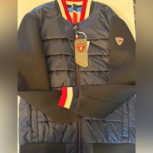 Rossignol Navy Quilted Puffer Jacket with Red & Cream Trim